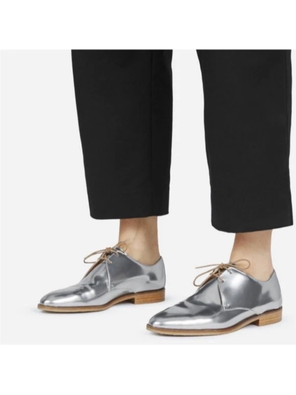 Everlane Metallic Silver modern Oxford women’s Leather Derby Shoes 5.5